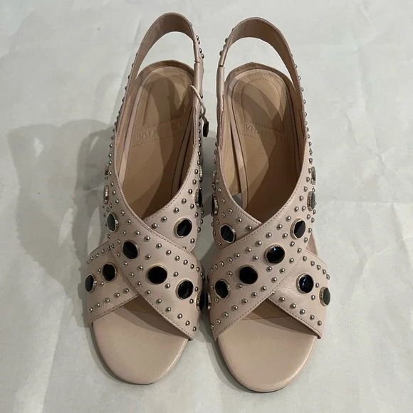 What For Sandals Light Pink Open Toe Mules High Heels Shoes US 9 EU 39 - Picture 2 of 9